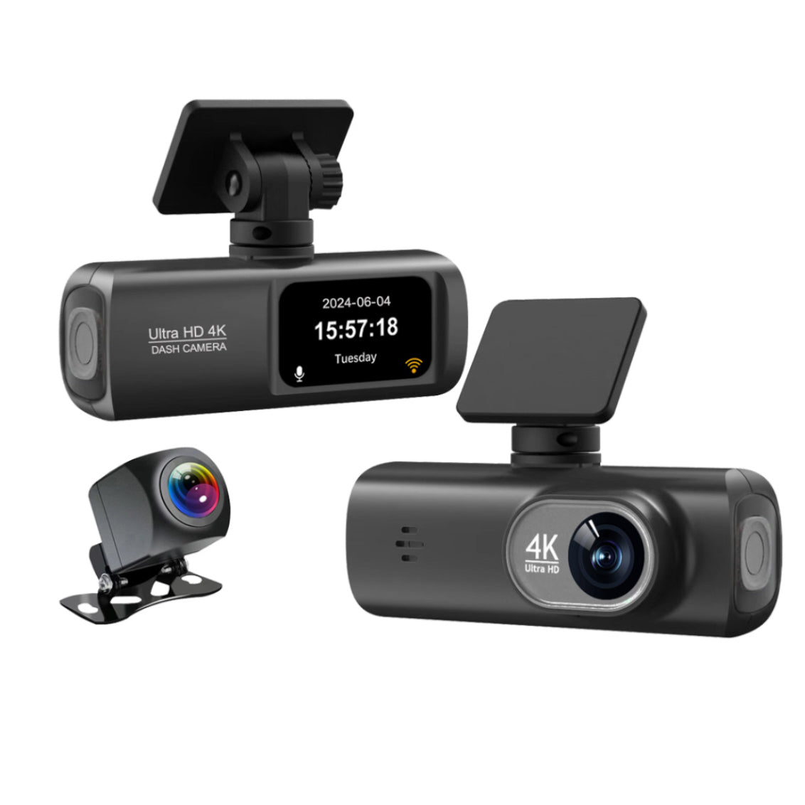 4K Dash Cam Front and Rear  Free 64GB Card, Built-in WiFi, Dash Camera for Cars, Car Camera, Dual Dashcams for Cars with Night Vision, 24 Hours Parking Monitor, Loop Recording