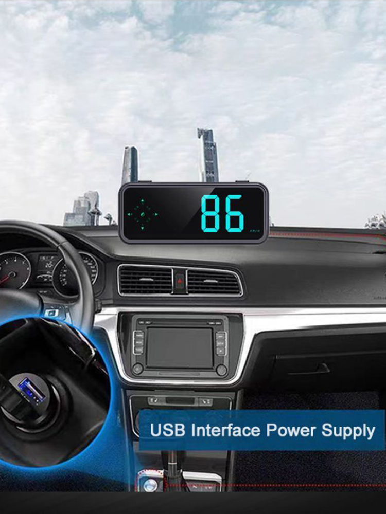 Digital GPS Speedometer New HUD Car Head Up Display LCD Display with MPH/KMH Digital Speed Compass for All Vehicle 7 Colors switch to your favorite color