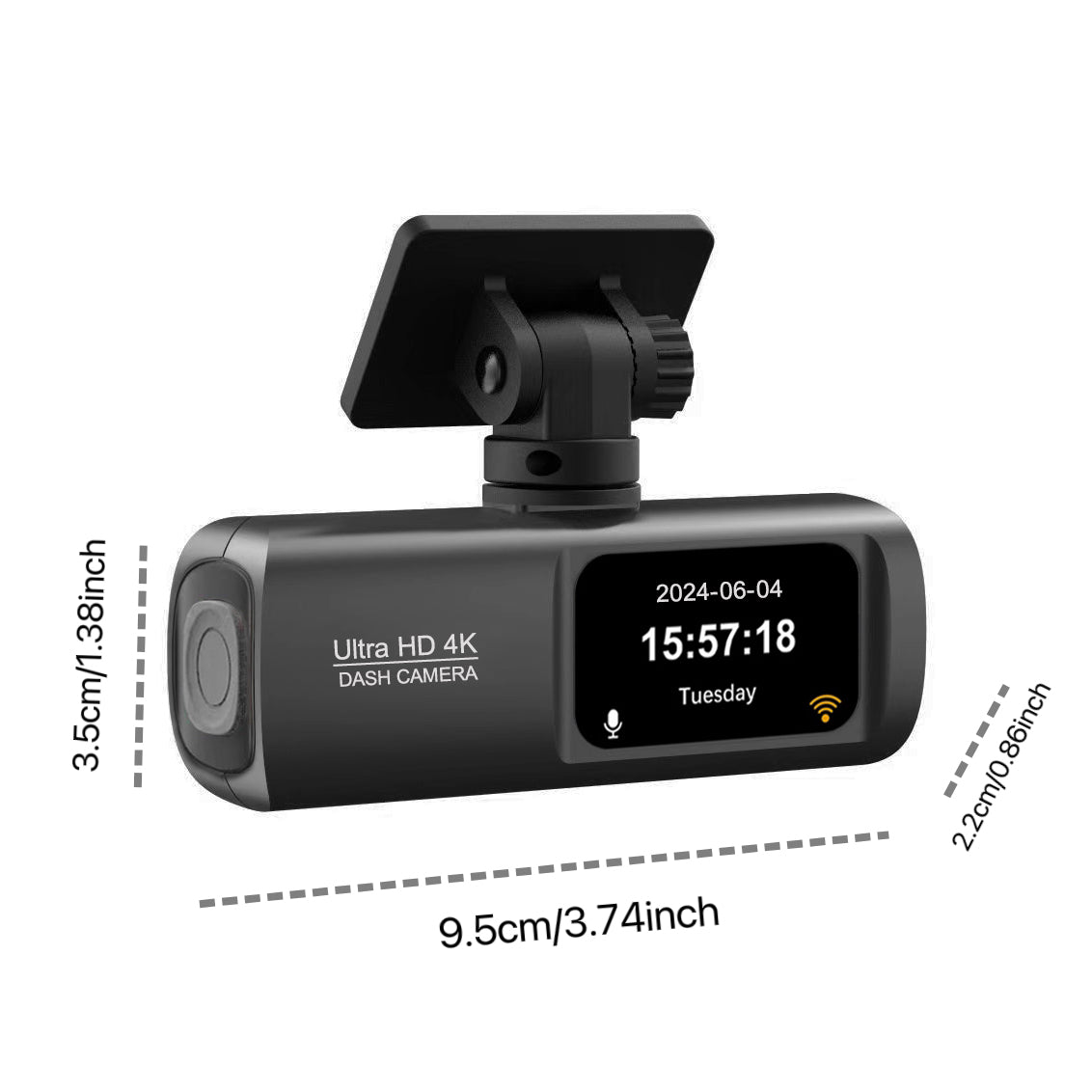 4K Dash Cam Front and Rear  Free 64GB Card, Built-in WiFi, Dash Camera for Cars, Car Camera, Dual Dashcams for Cars with Night Vision, 24 Hours Parking Monitor, Loop Recording